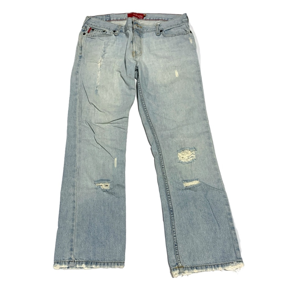 Hollister Light Blue Straight Leg Jeans Crop Ankle Distressed 7X27‎ 0682